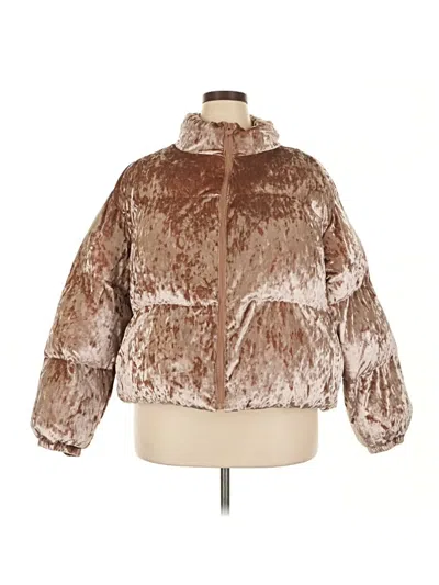 Pre-owned Fabletics Faux Fur Jacket In Brown