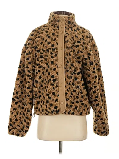 Pre-owned Fabletics Faux Fur Jacket In Brown
