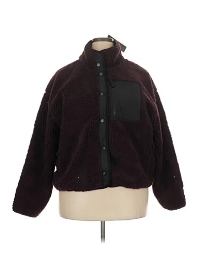 Pre-owned Fabletics Faux Fur Jacket In Burgundy