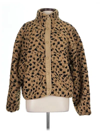 Pre-owned Fabletics Faux Fur Jacket In Gold