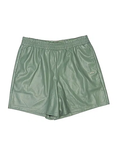 Pre-owned Fabletics Faux Leather Shorts In Green