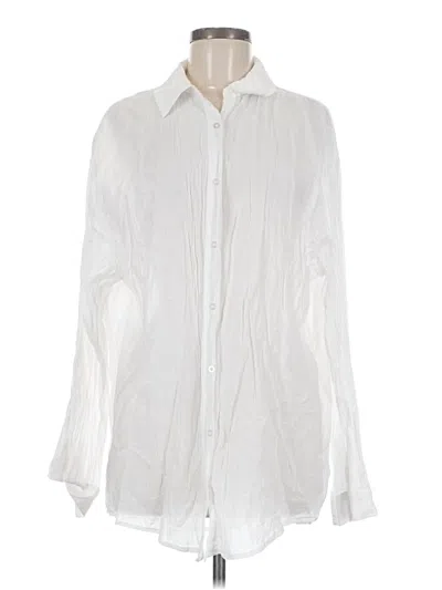 Pre-owned Fabletics Long Sleeve Button Down Shirt In White