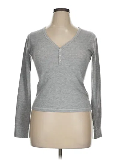Pre-owned Fabletics Long Sleeve Henley Shirt In Gray