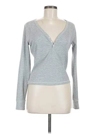 Pre-owned Fabletics Long Sleeve Henley Shirt In Gray