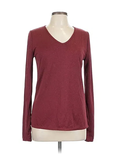 Pre-owned Fabletics Long Sleeve T-shirt In Burgundy