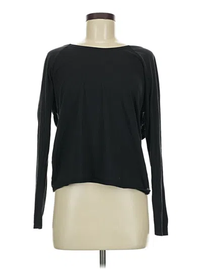 Pre-owned Fabletics Long Sleeve Top Black Crew Neck Tops