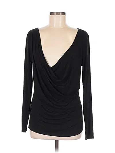 Pre-owned Fabletics Long Sleeve Top Black Plunge Neckline Tops