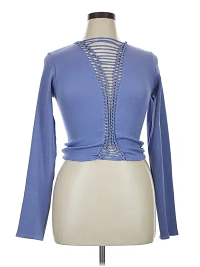 Pre-owned Fabletics Long Sleeve Top Blue Keyhole Neckline Tops