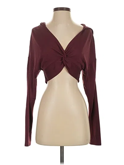 Pre-owned Fabletics Long Sleeve Top Burgundy Plunge Neckline Tops