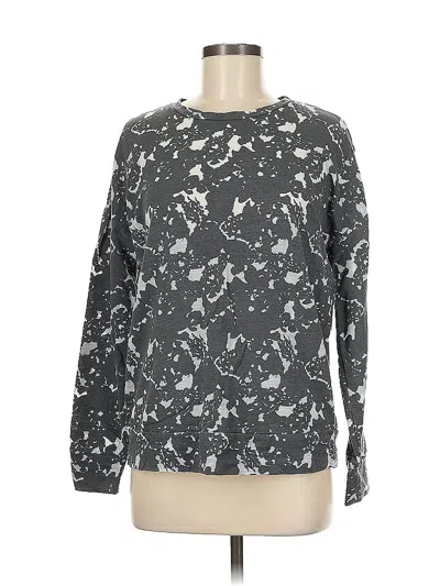 Pre-owned Fabletics Long Sleeve Top Gray Crew Neck Tops