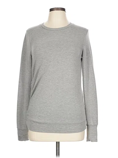 Pre-owned Fabletics Long Sleeve Top Gray Crew Neck Tops