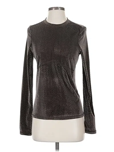 Pre-owned Fabletics Long Sleeve Top Gray Metallic Pattern Turtleneck Tops