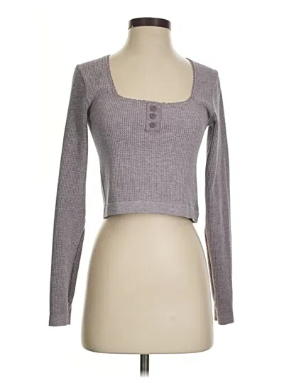 Pre-owned Fabletics Long Sleeve Top Gray Square Neckline Tops