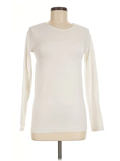 Pre-owned Fabletics Long Sleeve Top Ivory Crew Neck Tops
