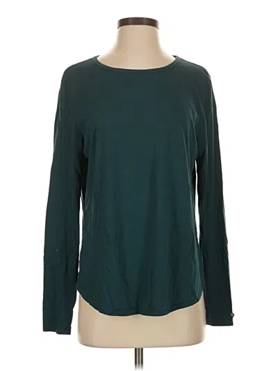 Pre-owned Fabletics Long Sleeve Top Teal Crew Neck Tops