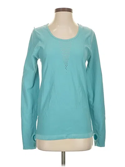 Pre-owned Fabletics Long Sleeve Top Teal Crew Neck Tops In Blue