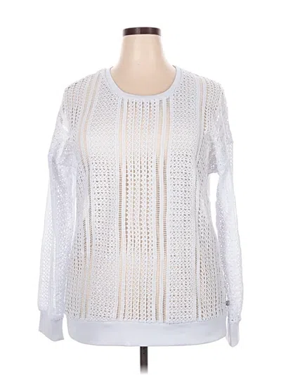 Pre-owned Fabletics Long Sleeve Top White Crew Neck Tops