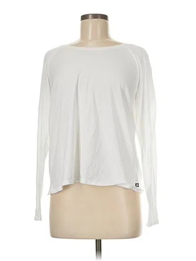 Pre-owned Fabletics Long Sleeve Top White Crew Neck Tops