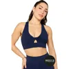 Fabletics Oasis Twist Medium Impact Sports Bra In Blue