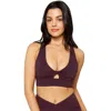 Fabletics Oasis Twist Medium Impact Sports Bra In Purple