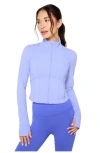 Fabletics Perfect Storm Cropped Train Jacket In Blue
