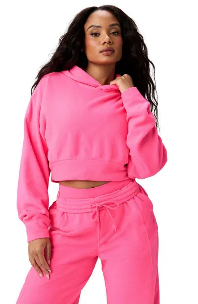Fabletics Polar Fleece Cropped Hoodie In Pink