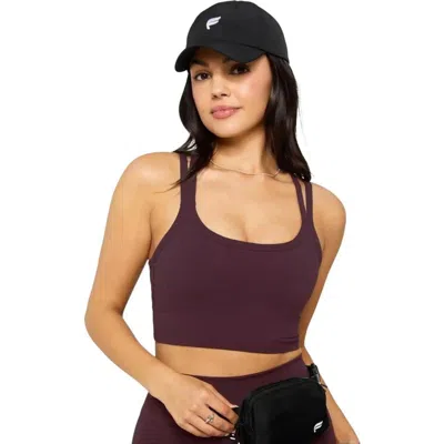 Fabletics Principal Longline Medium Impact Sports Bra In Purple