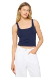 Fabletics Pureluxe Built-in Bra Tank In Blue