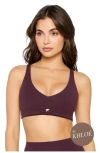 Fabletics Pureluxe Longline Low Impact Bra In Burgundy