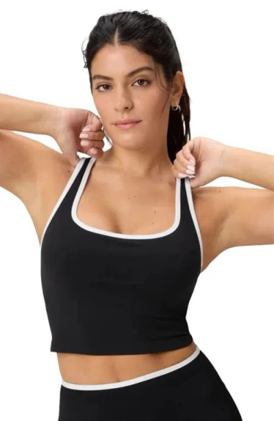 Fabletics Seamless Cropped Built-in Bra Tank In Black