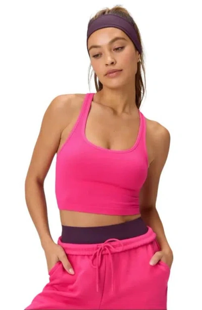 Fabletics Seamless Cropped Built-in Bra Tank In Pink