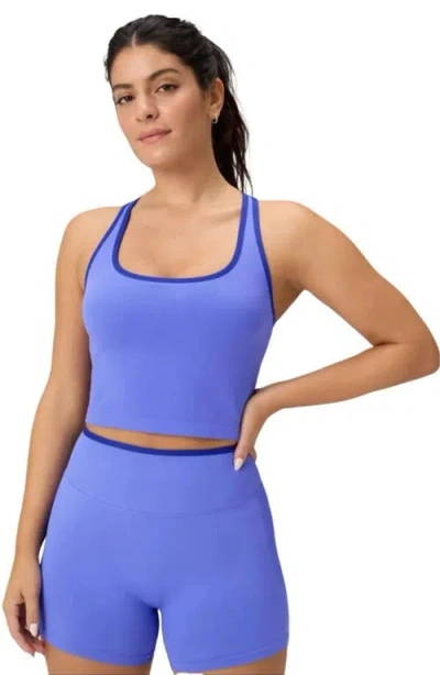 Fabletics Seamless Cropped Built-in Bra Tank In Blue