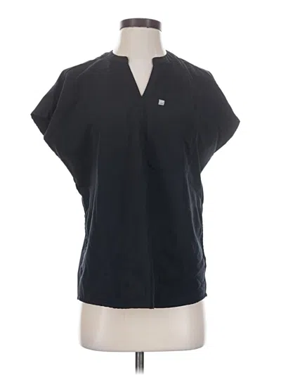 Pre-owned Fabletics Short Sleeve Blouse In Black