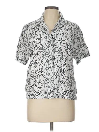 Pre-owned Fabletics Short Sleeve Blouse In Silver