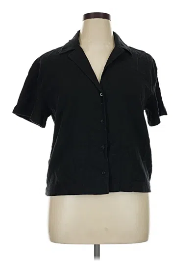 Pre-owned Fabletics Short Sleeve Button Down Shirt In Black