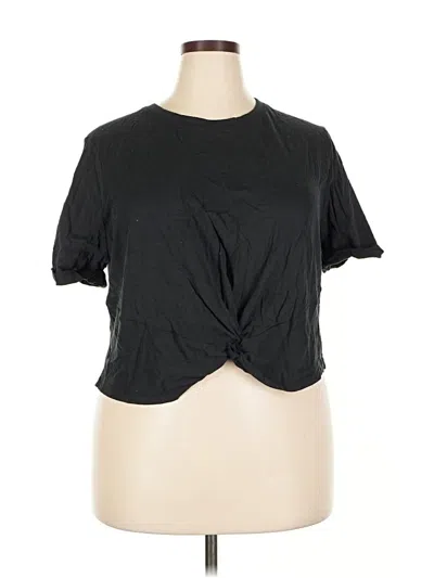 Pre-owned Fabletics Short Sleeve Top Black Keyhole Neckline Tops