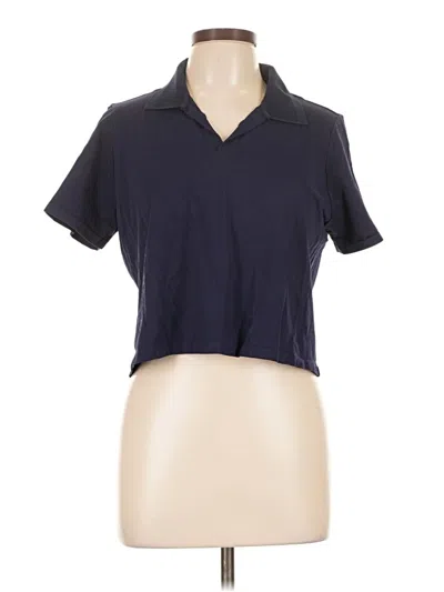 Pre-owned Fabletics Short Sleeve Top Blue Collared Neckline Tops