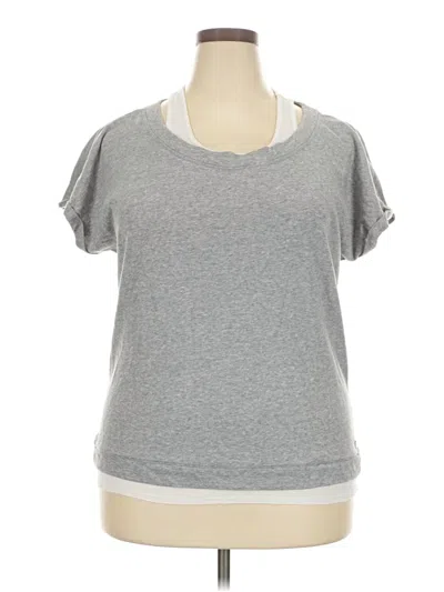 Pre-owned Fabletics Short Sleeve Top Gray Crew Neck Tops