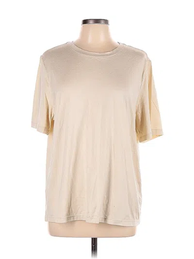 Pre-owned Fabletics Short Sleeve Top Tan Crew Neck Tops In Brown