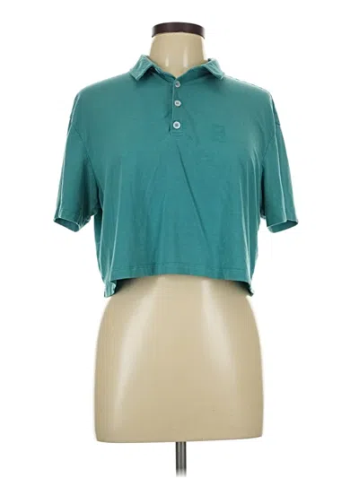 Pre-owned Fabletics Short Sleeve Top Teal Collared Neckline Tops