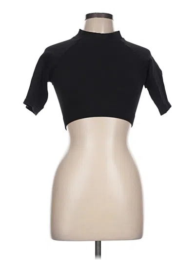 Pre-owned Fabletics Short Sleeve Turtleneck In Black