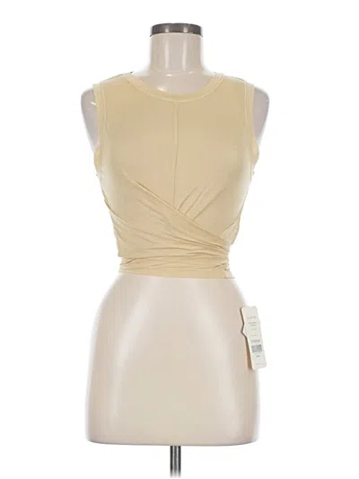 Pre-owned Fabletics Sleeveless Top Tan Strapless Neckline Tops In Brown