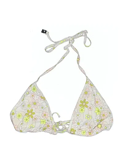 Pre-owned Fabletics Swimsuit Top Ivory Floral Pattern Swimwear