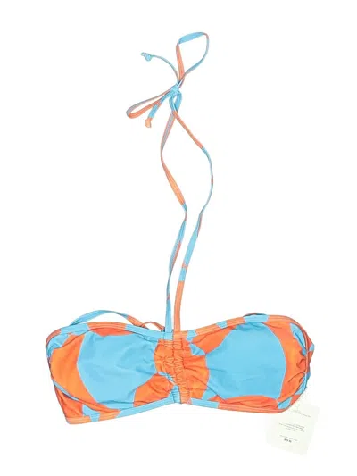 Pre-owned Fabletics Swimsuit Top Orange Graphic Pattern Swimwear