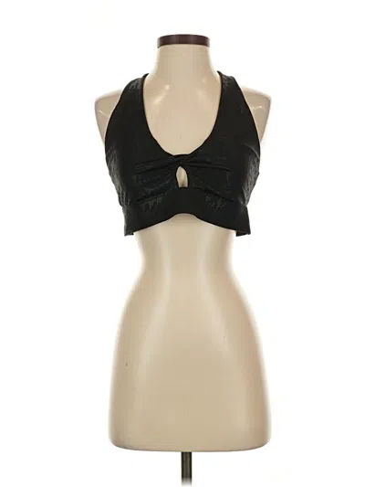 Pre-owned Fabletics Tank Top Black Solid Pattern Halter Neckline Tops