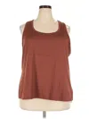 Fabletics Tank Top Brown Solid Pattern Scoop Neck Tops In Brown