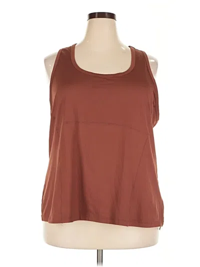 Fabletics Tank Top Brown Solid Pattern Scoop Neck Tops