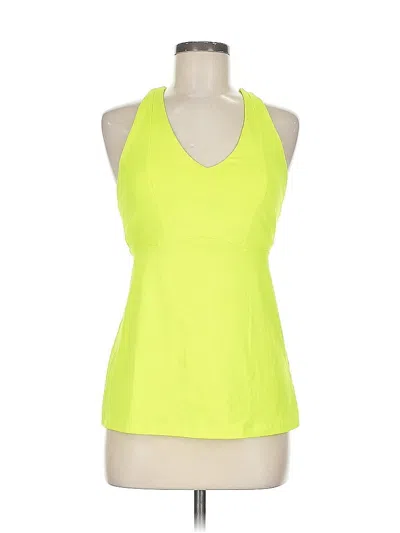 Pre-owned Fabletics Tank Top Green Solid Pattern Halter Neckline Tops