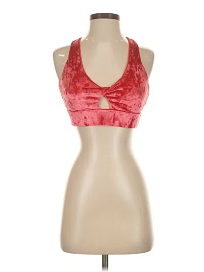 Pre-owned Fabletics Tank Top Red Solid Pattern Halter Neckline Tops