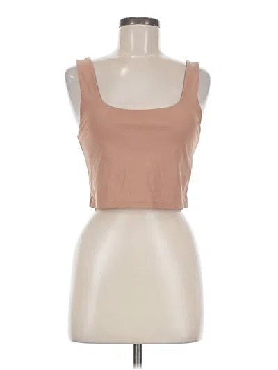 Pre-owned Fabletics Tank Top Tan Strapless Neckline Tops In Brown